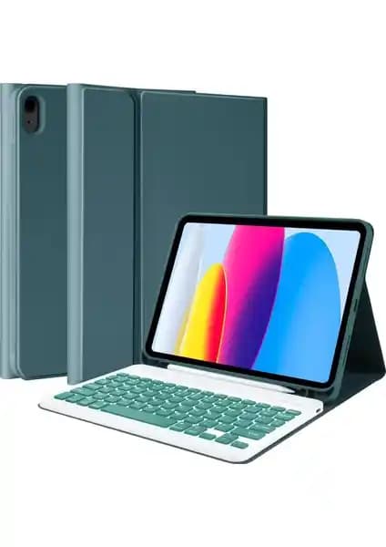 Apple iPad Air 5. Nesil 10.9 İnç Renkli LED Işıklı Bluetooth Klavye ve Kılıf