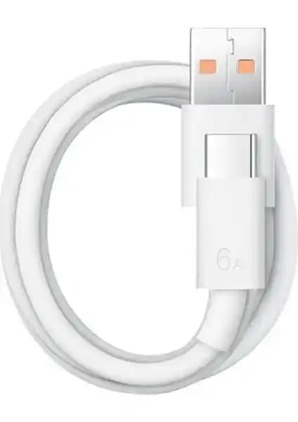 Huawei Type C 6A Şarj ve Veri Kablosu Beyaz - Hızlı Şarj ve Güçlü Veri Aktarımı
