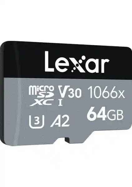 Lexar 64GB Profesyonel UHS-I MicroSDXC Bellek Kartı ve SD Adaptörü (Güç Serisi)