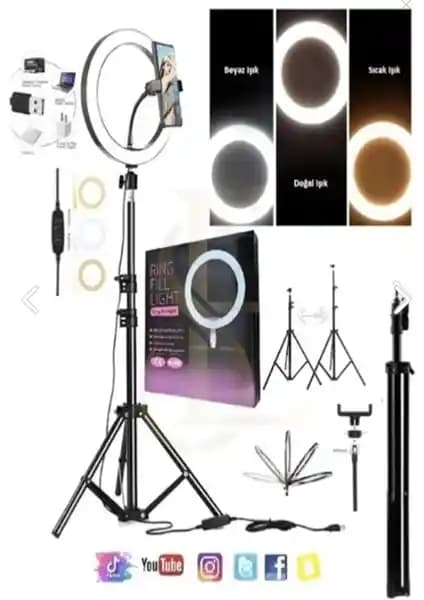 Miomi Tripot Profesyonel Ledli Youtuber Fotoğraf ve Video Çekimi Tripod Sistemi