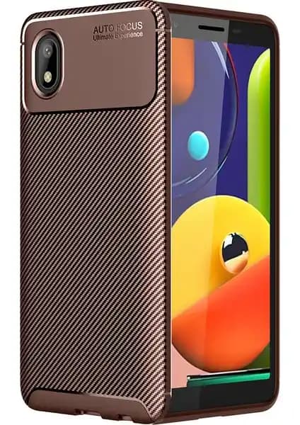 Samsung Galaxy A01 Core için dayanıklı ve şık karbon desenli silikon kılıf
