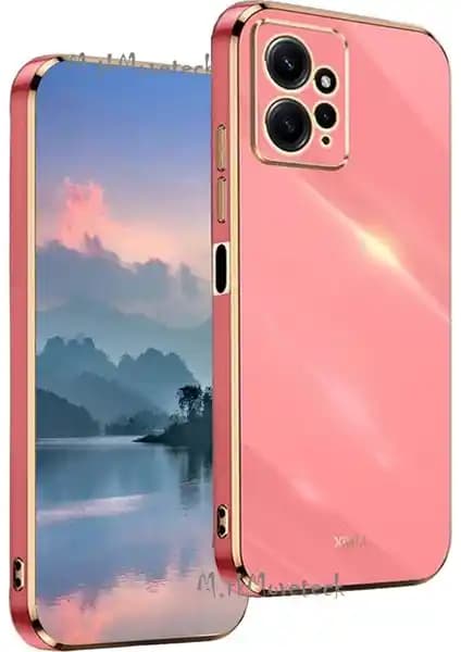 Xiaomi Redmi Note 12 için Estetik ve Koruyucu Parlak Altın Kenarlı Silikon Kılıf