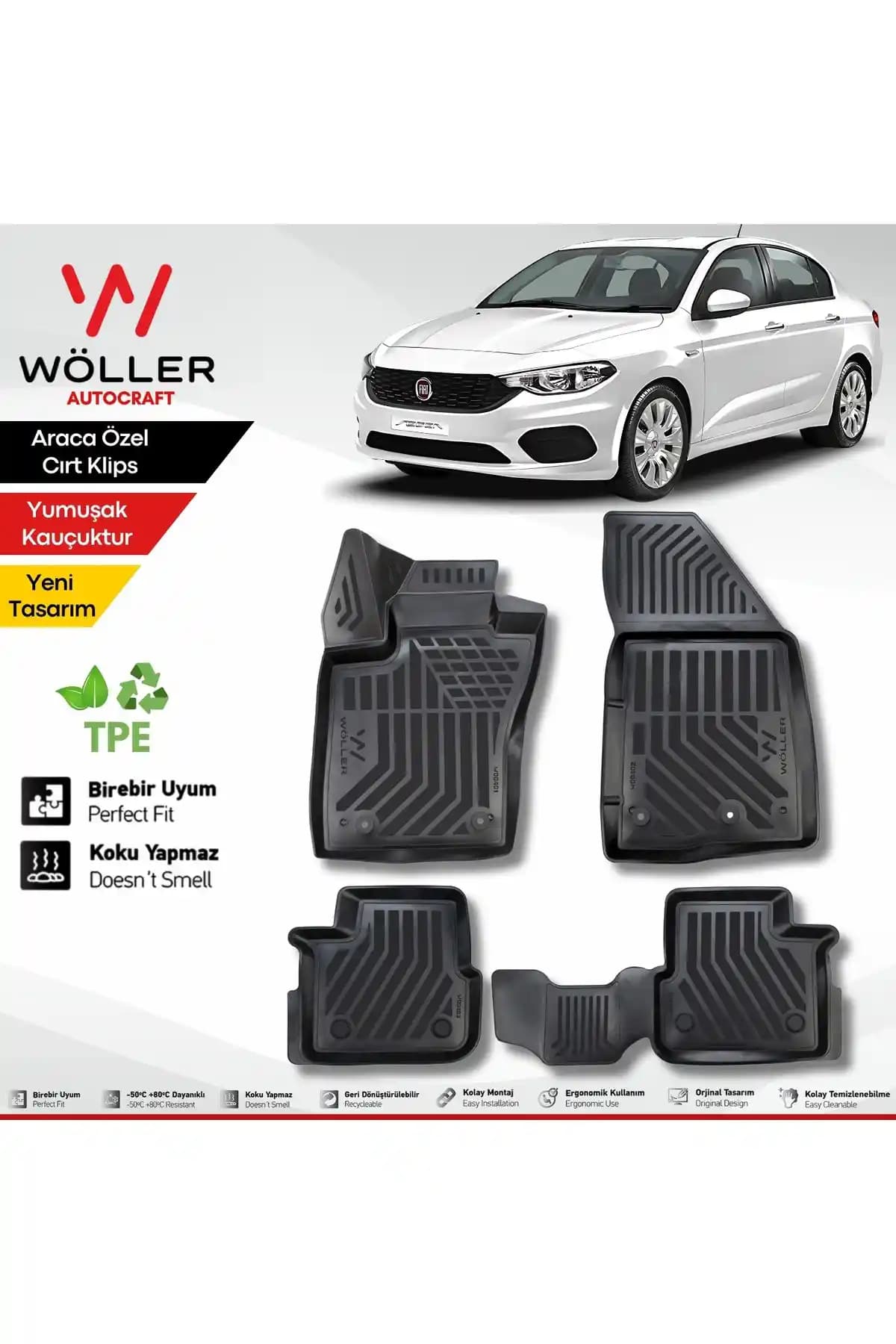 Fiat Egea uyumlu 3D havuzlu paspaslar yüksek kalite ve mükemmel uyum sağlayan ürünler