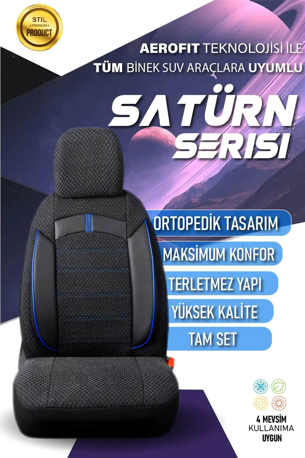 Fiat Fiorino için Satürn Serisi Pike Kumaş Tam Set Oto Koltuk Kılıfı Şık ve Konforlu Tasarım