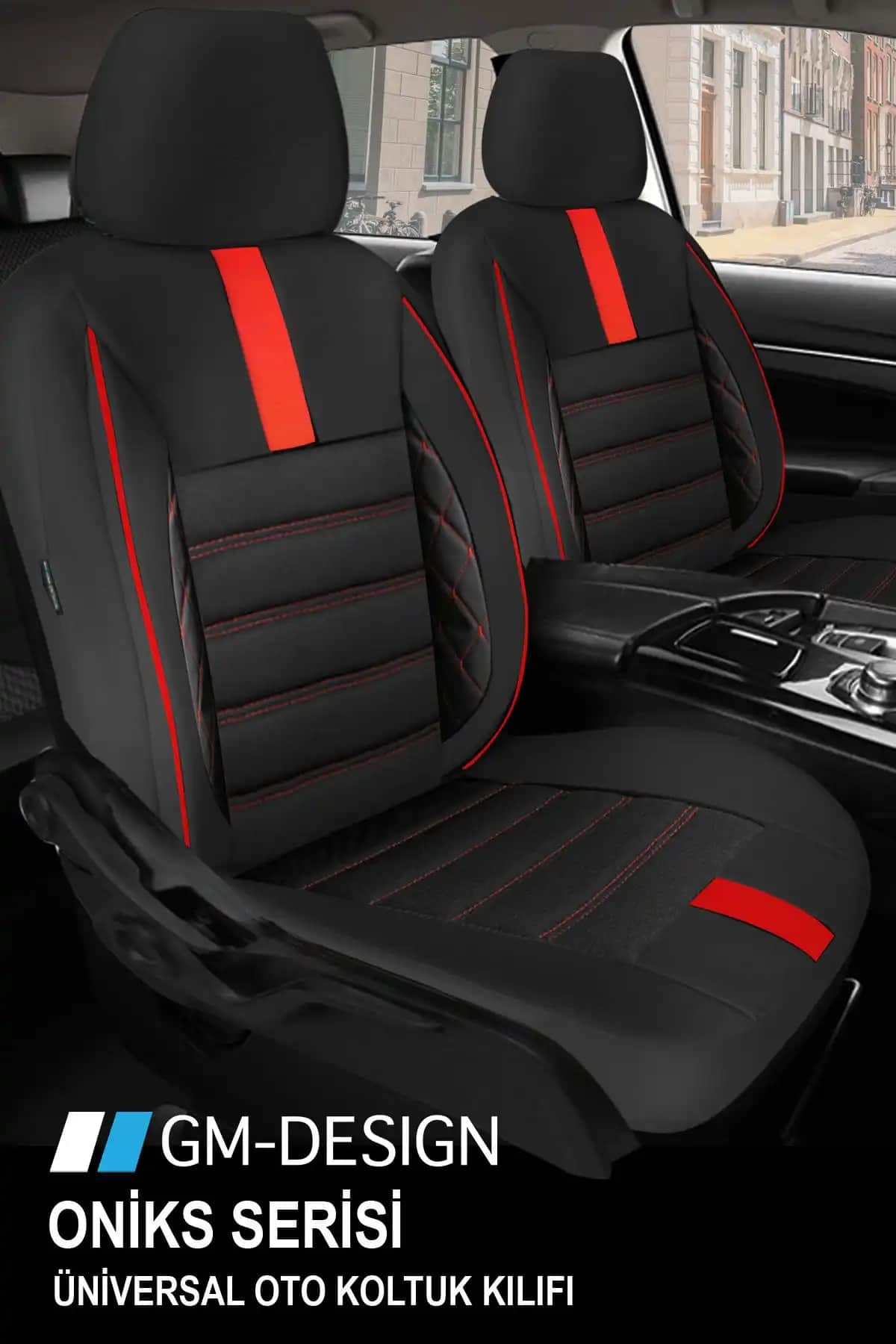 GM-DESIGN Oniks Kırmızı Tay Tüyü Oto Koltuk Kılıfı Yüksek Kaliteli ve Şık Tasarım