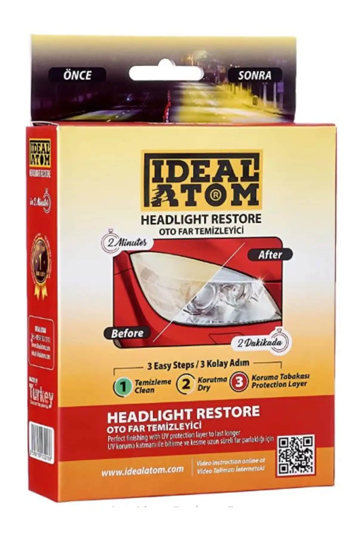 İdeal Atom Oto Far Temizleyici ile Parlak ve Yenilenmiş Farlar Sağlayın