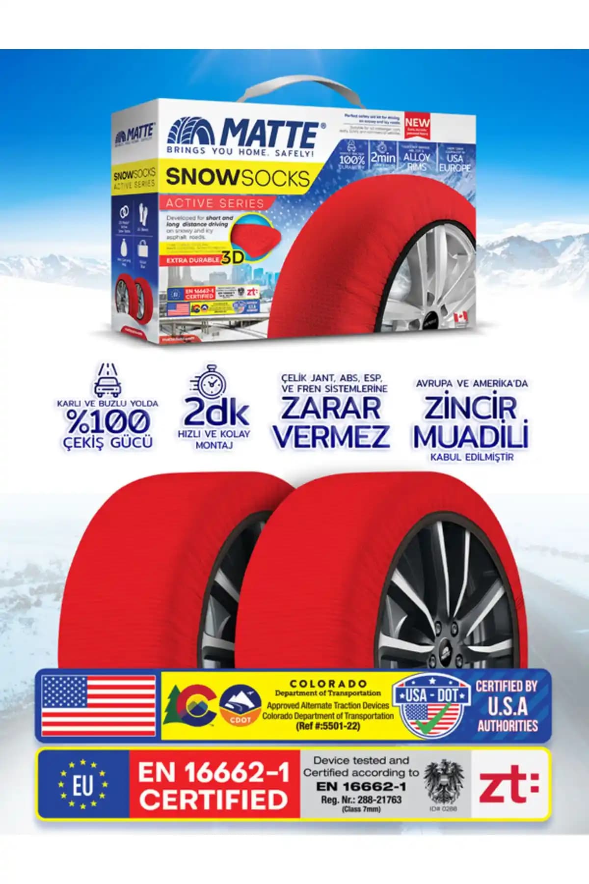 Matte Kar Çorabı - Active Series Kış Aylarında Güçlü Tutuş ve Dayanıklılık Sağlayan Çorap