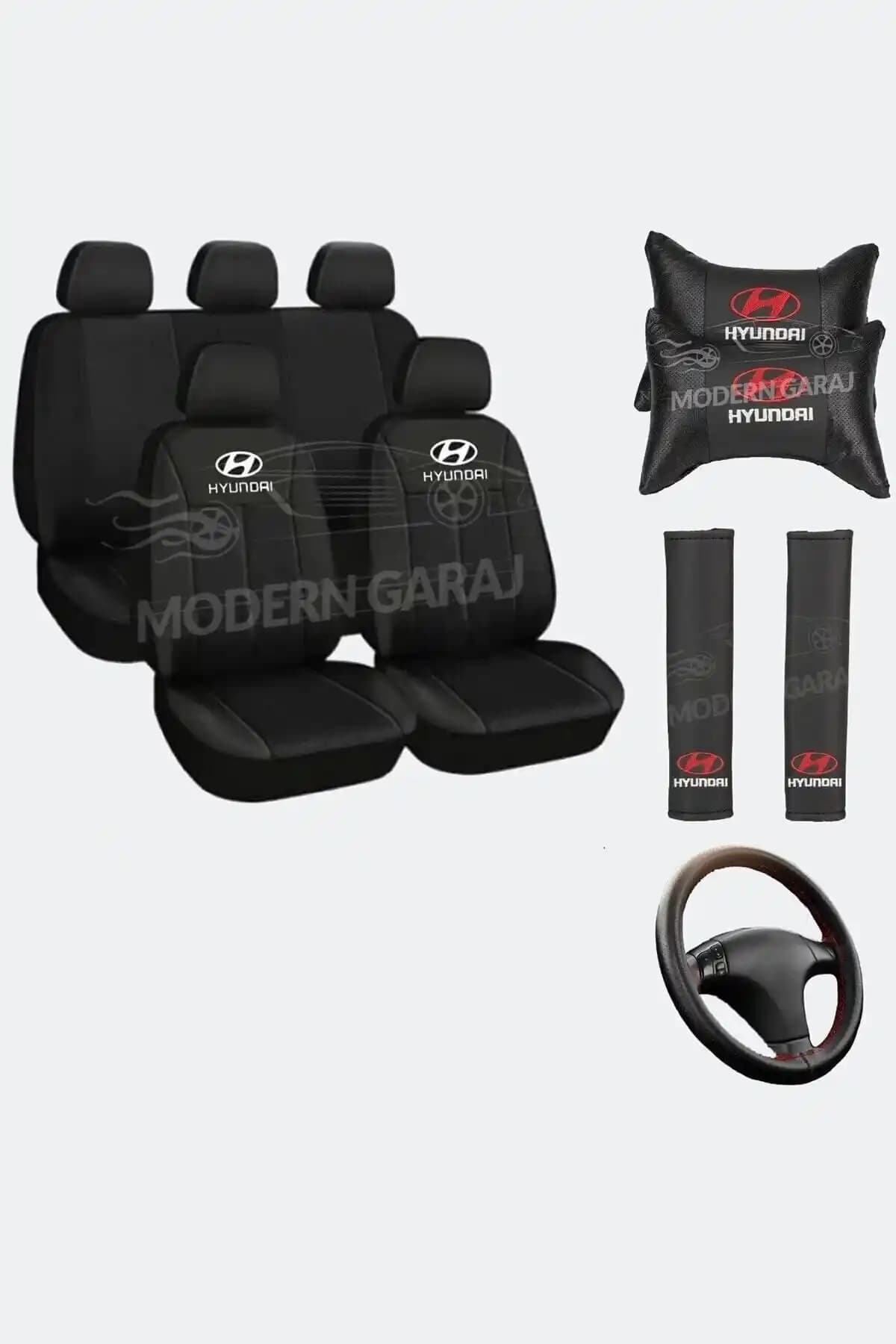 Modern Garaj Hyundai Accent ve Diğer Araçlar İçin Evrensel Koltuk ve Direksiyon Kılıf Seti
