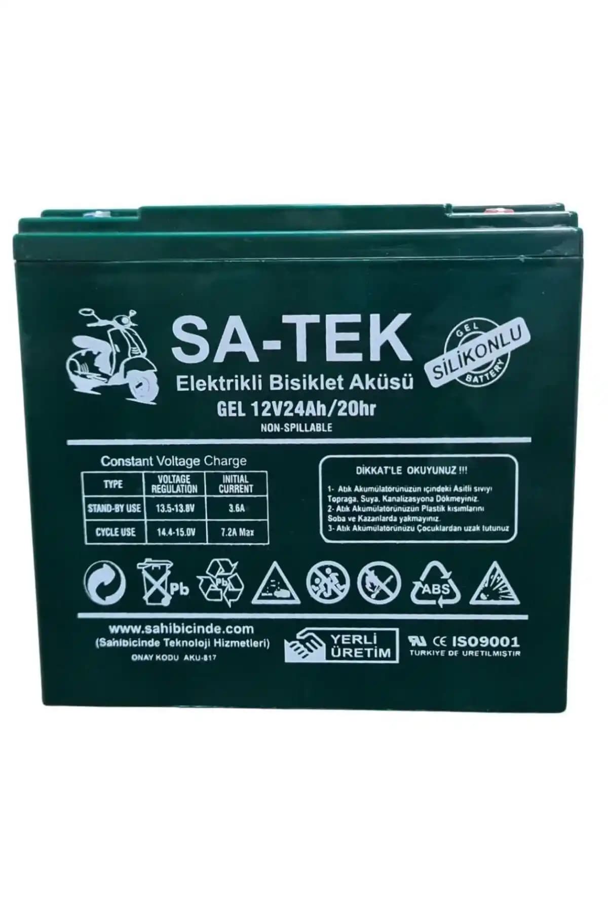 Satek SA-tek 12V 24Ah Jel Akü Güçlü Performans ve Uzun Ömür Sunar