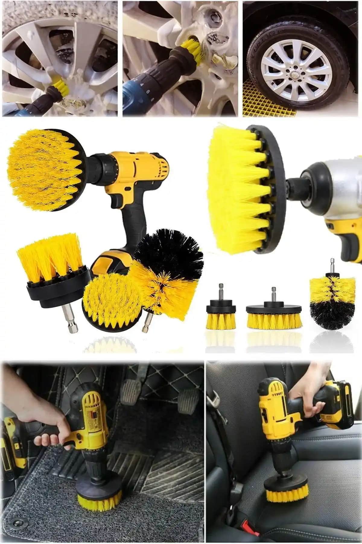 Utelips 3'lü Araba Bakım Fırçası: Çok Yönlü ve Güçlü Temizlik Aracı