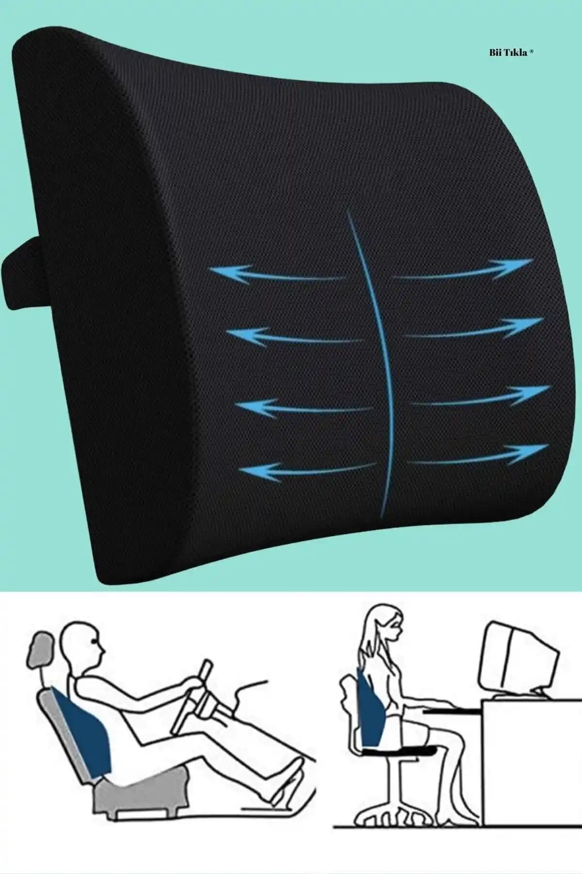 Viscomina Sırt Destekli Oto Minderi ve Sandalye Yastığı: Ergonomik ve Sağlıklı Oturma Çözümü