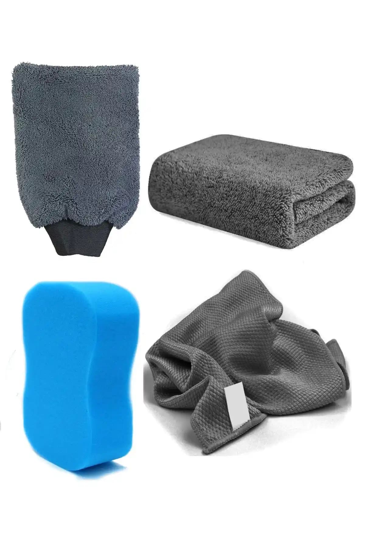 Vizyon Park 4'lü Araç Temizlik Paketi: Yüksek Kaliteli Mikrofiber ve Temizlik Malzemeleri