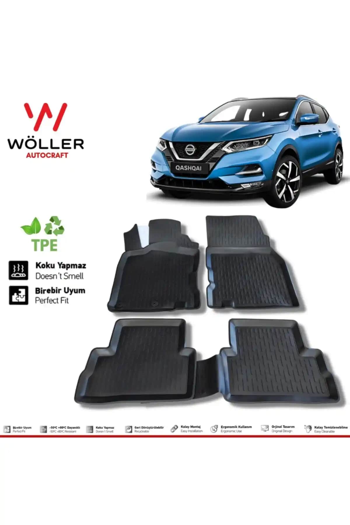 Wöller Nissan Qashqai 3D Havuzlu Paspas: Uzun Ömürlü ve Etkili Araç İçi Koruma Çözümü