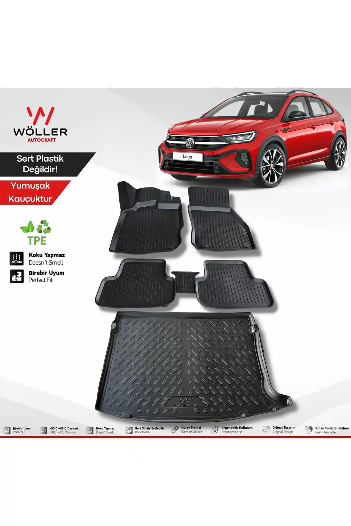 Wöller VW Taigo 2022 Sonrası İç ve Bagaj Koruma Seti 3D Ultraflex Tasarım