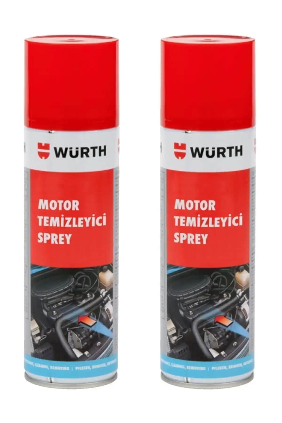 Würth 2x Motor Temizleyici Sprey 500 ml Güçlü ve Çok Yönlü Motor Bakım Çözümü