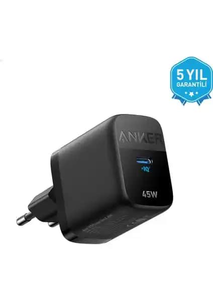 Anker 313 PPS Destekli 45W USB-C Şarj Cihazı Güçlü Performans ve Taşınabilirlik İçin İdeal