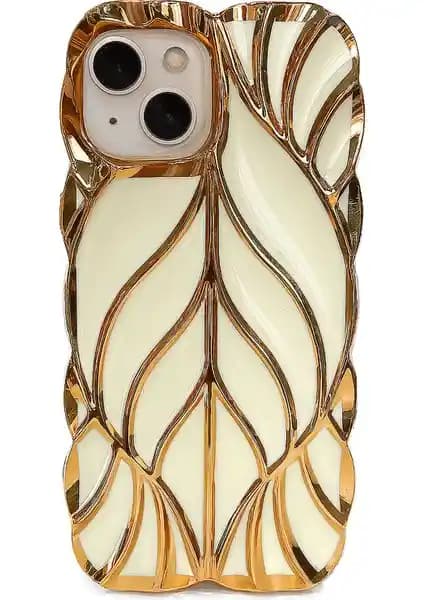 CepStok iPhone 15 Yaprak Desenli Parlak Silikon Kılıf Darbe Önleyici ve Estetik Koruma