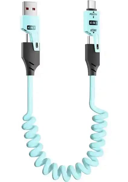 Eima 4in1 Spiral Şarj Kablosu: Çok Fonksiyonlu, Dayanıklı ve Hızlı Şarj Çözümü