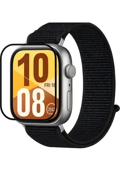 Fibaks Huawei Watch Fit 4 için Tam Kaplayan Kavisli Siyah Ekran Koruyucu