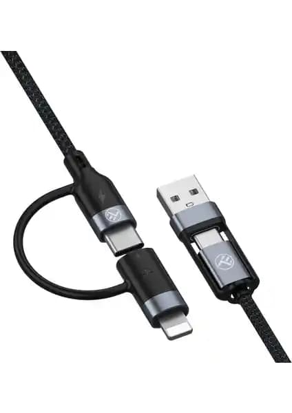 Lucatech Çoklu Şarj Kablosu 120W Hızlı Şarj ve Dayanıklı Tasarım ile Çok Cihaz Uyumu