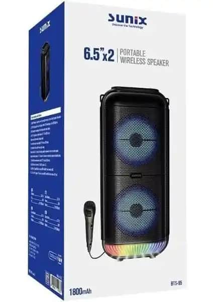 Mena Rise 1800 mAh Bluetooth Hoparlör BTS-95: Taşınabilir ve LED Işıklı Ses Sistemi