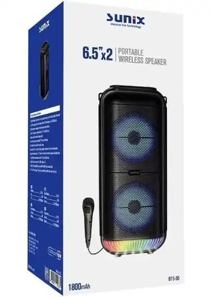 Mena Rise 1800 mAh Bluetooth Hoparlör BTS-95: Taşınabilir ve LED Işıklı Ses Sistemi