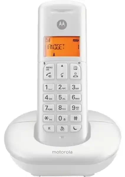 Motorola E201 Beyaz Kablosuz Dect Telsiz Telefonu Modern ve Kullanışlı Özelliklerle