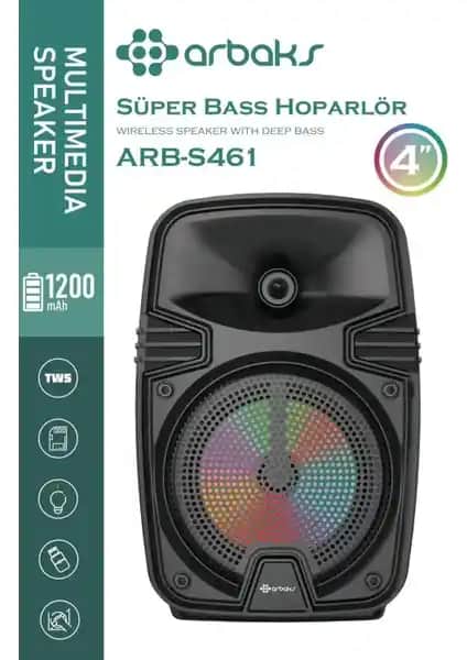 Norino 21 cm Bluetooth Super Bass Höparlör ARBS461: Taşınabilir ve Güçlü Ses Özellikleriyle Modern Tasarım