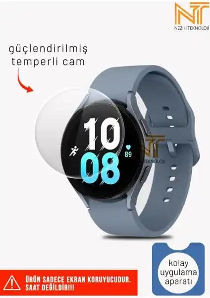Samsung Galaxy Watch 5 44MM için Kolay Uygulamalı Temperli Cam Ekran Koruyucu