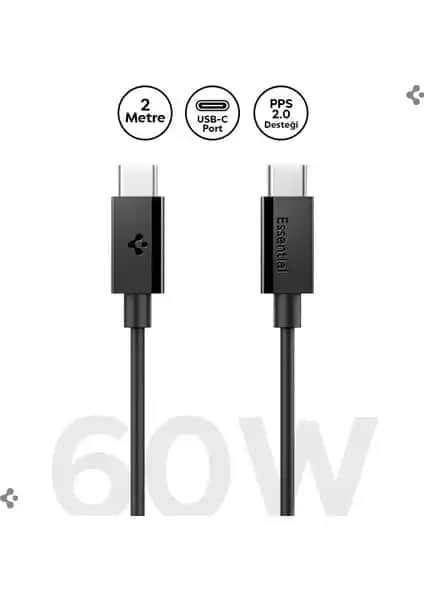 Spigen USB-C to USB-C 2 Metre Kablo: Hızlı Şarj ve Veri Aktarımında Güçlü Çözüm
