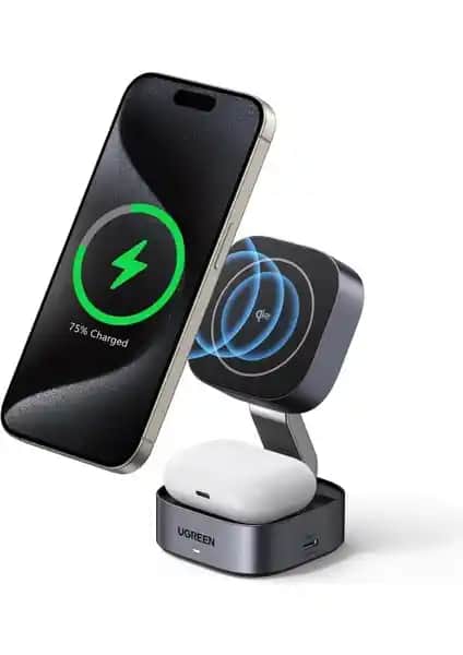 Ugreen 2-in-1 Magsafe Kablosuz Hızlı Şarj İstasyonu Yenilikçi ve Taşınabilir Çözüm