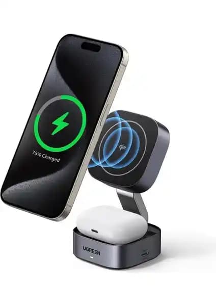 Ugreen 2-in-1 Magsafe Kablosuz Hızlı Şarj İstasyonu Yenilikçi ve Taşınabilir Çözüm