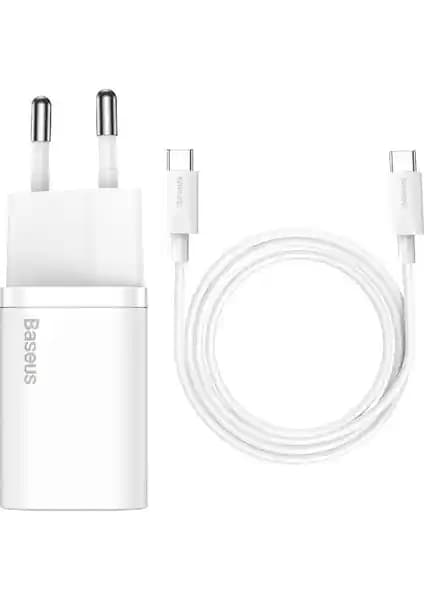Baseus Super Si 1C 25W Hızlı Şarj Adaptörü ve 1m Type-C to Type-C Kablo – CE Sertifikalı