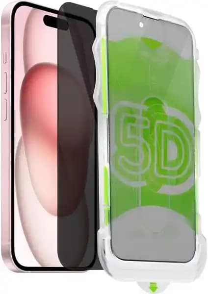 Fibaks Gizlilik Filtreli Hayalet Cam Ekran Koruyucu: iPhone 15/14 Pro/16 Aparatlı Uygulama