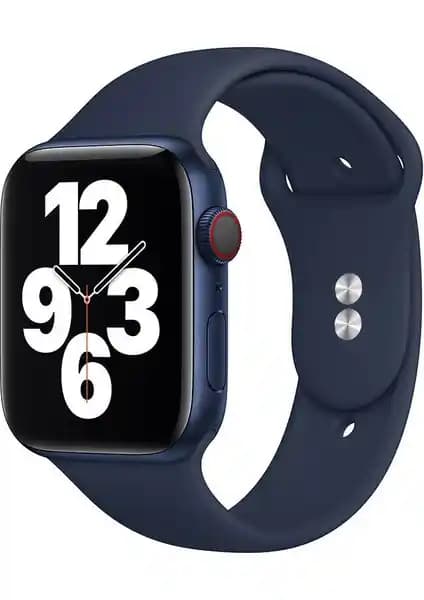 Gece Mavisi 42–44 mm Apple Watch Silikon Kordon: Series 3–6 ve SE ile Uyumlu ve Konforlu