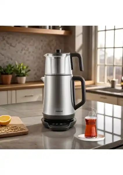 Homend Royaltea Elegant 1774H Konuşan Çay Makinesi: Cam Demlikli, 1,7 L Su Haznesi