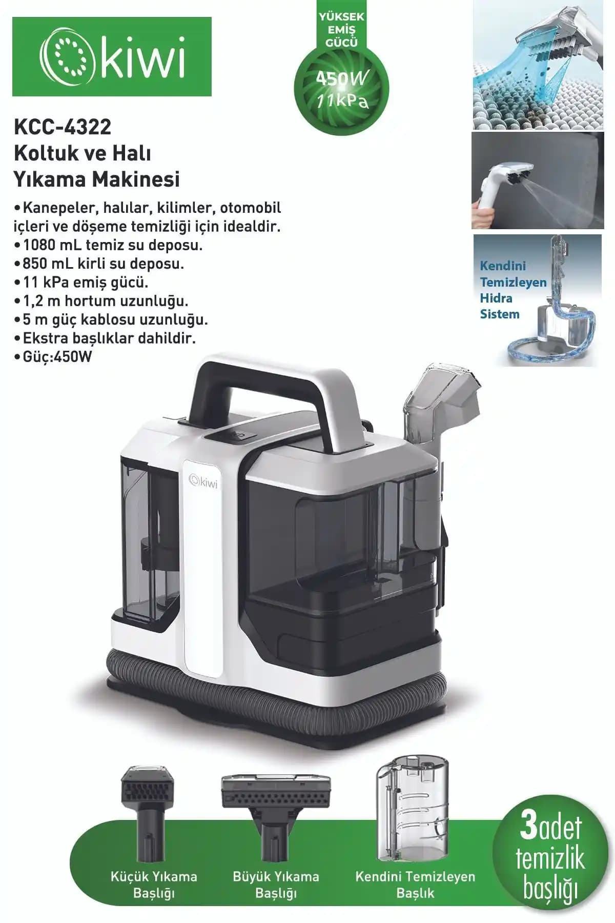 Kiwi Kcc-4322 Beyaz Koltuk ve Halı Yıkama Makinesi: Özellikler ve Garanti İncelemesi