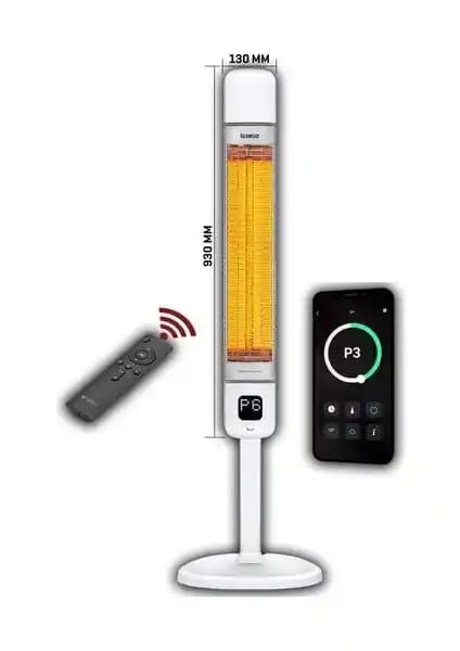 Luxeva Smart-FR 2500W Karbon Kızılötesi Ayaklı Isıtıcı: Akıllı Kontrol, IP65 Dayanıklılık