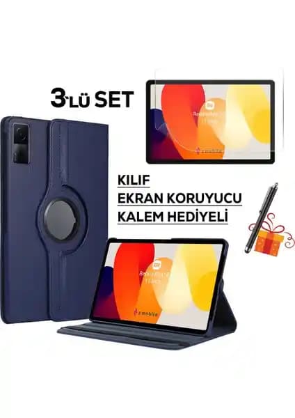 Redmi Pad SE 11 İnç için Kapaklı Kılıf ve Ekran Koruyucu Seti Kalem Hediyeli