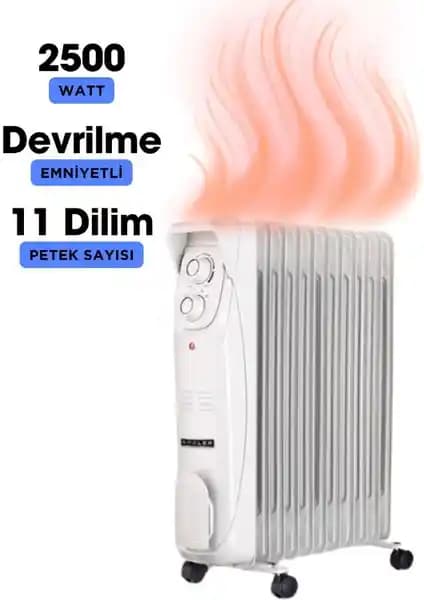 Süsler SR-5711: 11 Dilimli Yağlı Radyatör İç Mekan Isıtıcısı 2500 W ve dengeli ısıtma