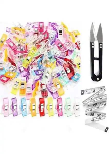 TıkTık AL Kumaş Kağıt Plastik Klips Tutucu Seti – 60 Adet Renkli Mandal