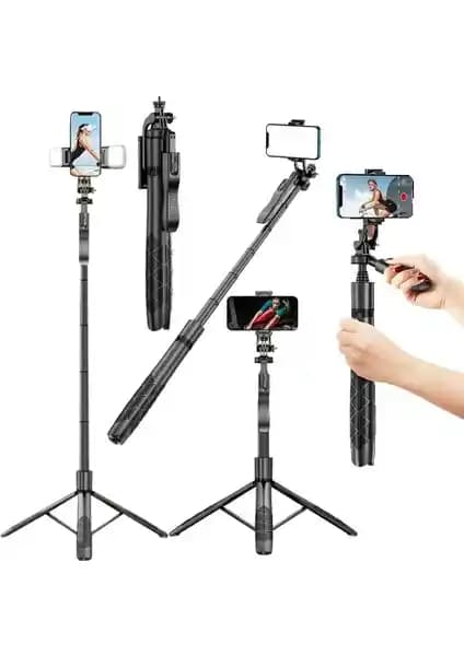 Torima L16 153 cm Çok Amaçlı Tripod: Selfie Kumandalı, GoPro ve Android/iOS Uyumlu