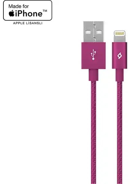 Ttec AlumiCable MFI Apple Lightning Şarj ve Kablosu - Pembe, Alüminyum Gövdeyle Dayanıklı