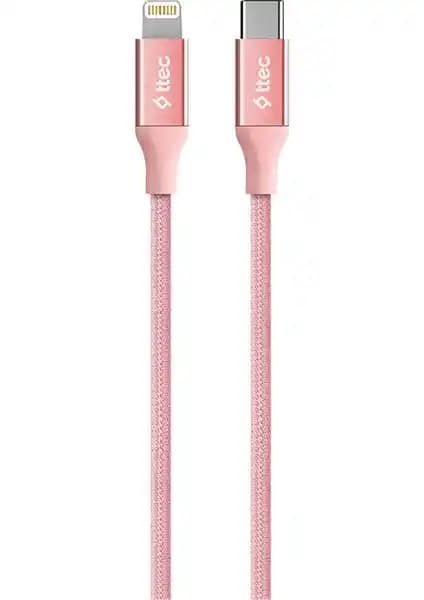 Ttec Alumicable USB-C Lightning Hızlı Şarj Kablosu 150 cm Roze Altın, CE Uyumlu