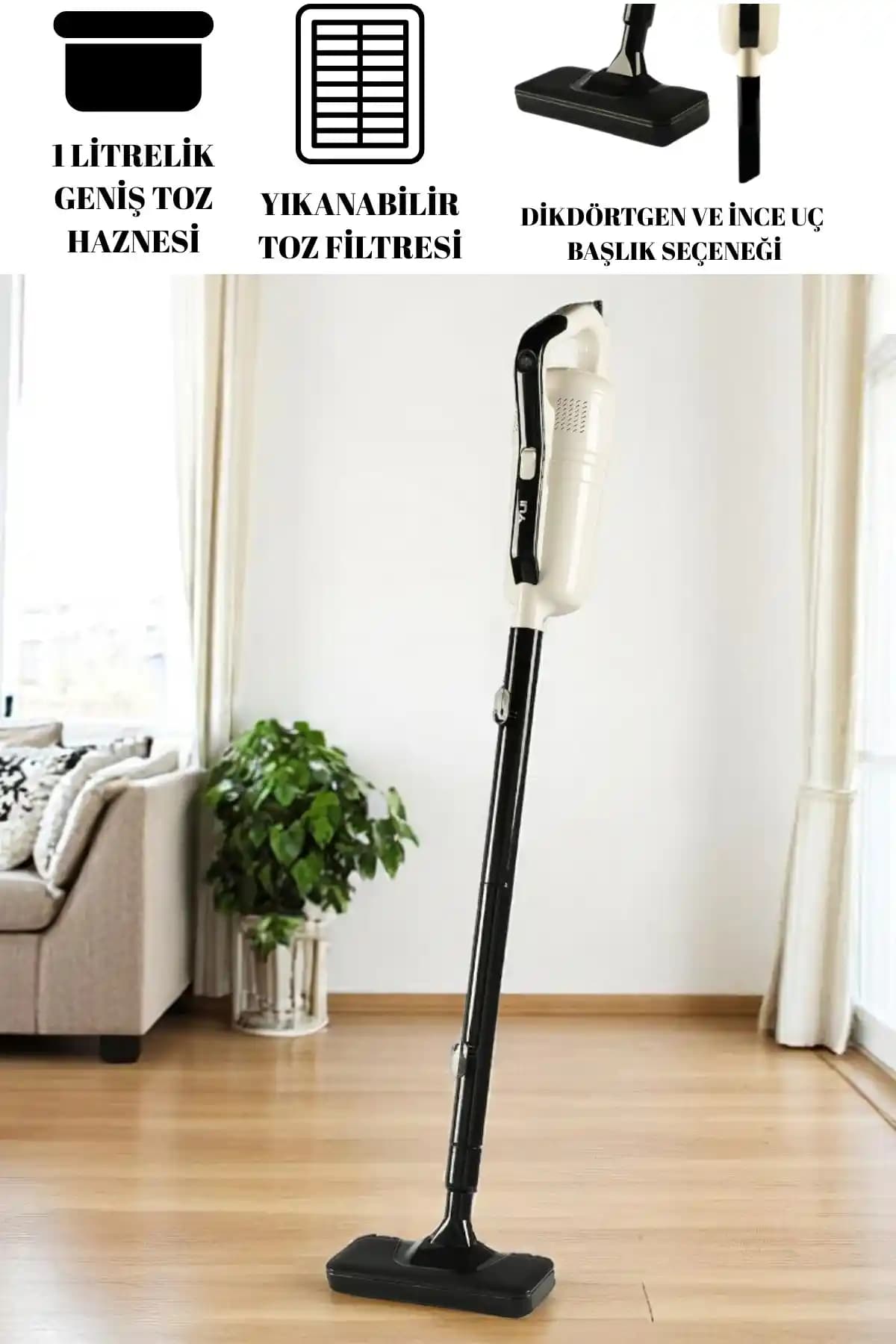 Yui VC90 Kablolu Dikey ve El Süpürgesi – Yüksek Emiş Gücü, AC Motor, Türkiye Yapımı