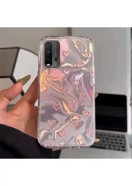 Zebana Xiaomi Redmi 9T Uyumlu Pembe Kalp Desenli Silikon Kılıf — Şık Koruma
