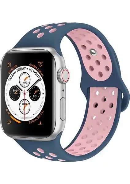 Apple Watch Seri 4-7 İçin Delikli Spor Kayışları Mavi ve Pembe Seçenekleriyle Sunar