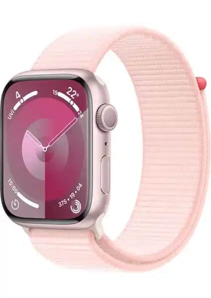Apple Watch Seri 9 GPS 45MM Pembe Alüminyum Kasa Spor Loop ile modern teknolojiyi şıklıkla buluşturun