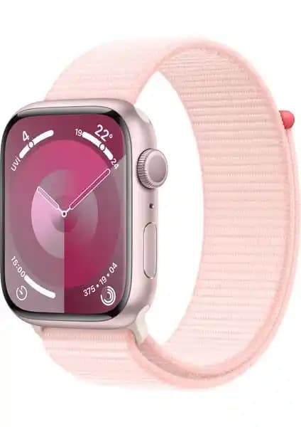 Apple Watch Seri 9 GPS 45MM Pembe Alüminyum Kasa Spor Loop ile modern teknolojiyi şıklıkla buluşturun