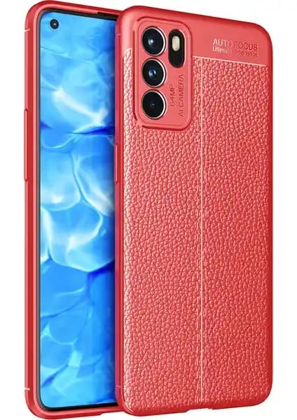 KNY Oppo Reno 6 Deri Desenli Kılıf Şıklık ve Koruma Bir Arada